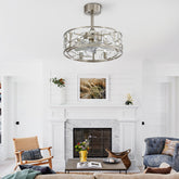 20-inch Caged Crystal Ceiling Fan With Remote Control and Light Kit,5" and 10" Downrod Included
